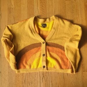 RVCA + Dana Trippe - Retro Rainbow Cardigan in Yellow and Orange